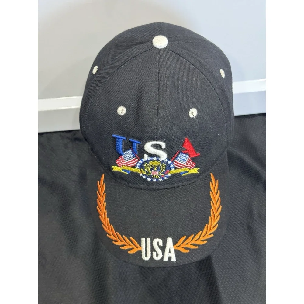 USA Embroidered Hat Patriotic Flags‎ Eagle Emblem Gold Feathering
